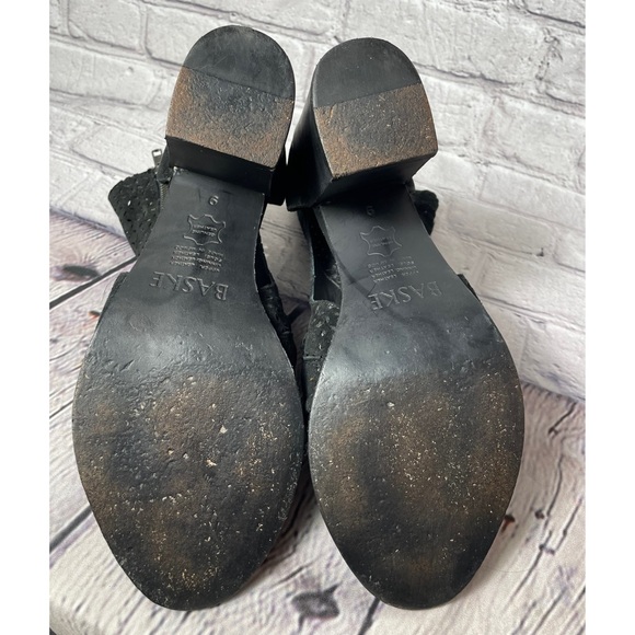 Baske California Aura Black Suede Peep Toe Booties Size 9 - Picture 5 of 10